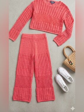Freshman 1996 Crochet 2-Piece Pant Set Kids  NWOT Size 8-10